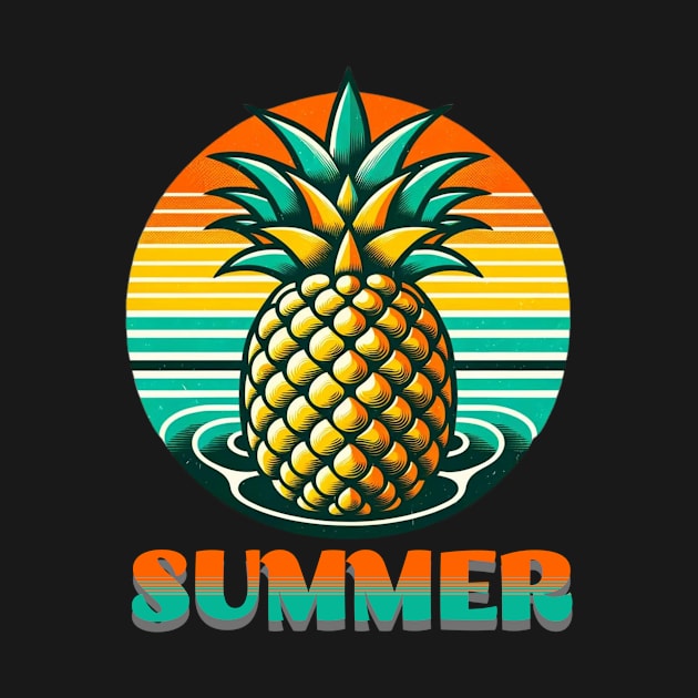 Pineapple Summer Retro Art by mieeewoArt