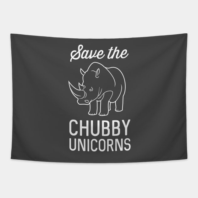 Save the Chubby Unicorns (Rhinos) Tapestry by Portals