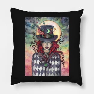 Mysterious Mad Hatter Hat Girl Pillow