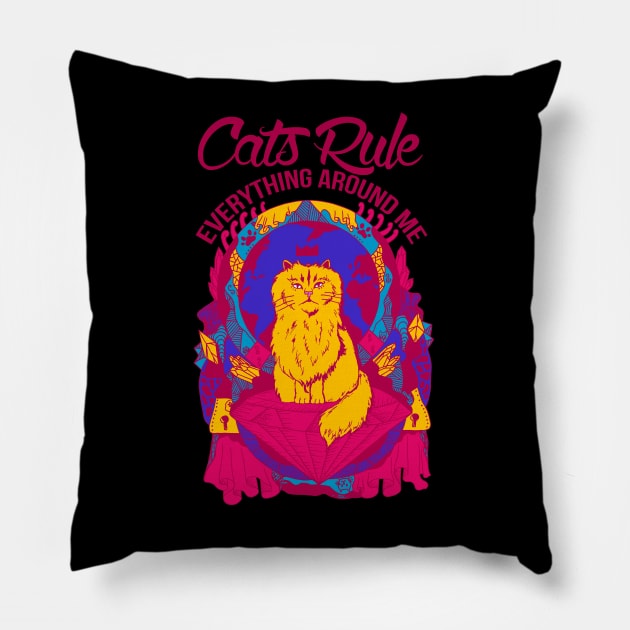 Triad Cats Rule Everything Around Me Pillow by kenallouis