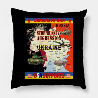 Ukraine - Ukraine at War - USA Supports - Map - TALL X 300 Pillow