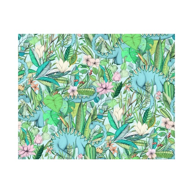 Improbable Botanical with Dinosaurs - soft pastels by micklyn