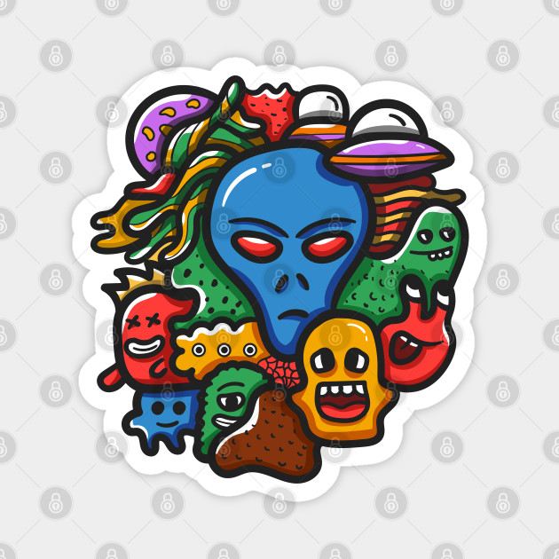 Alien Monster Doodle Art Alien Magnet Teepublic