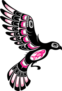 Pink and Black Haida Spirit Flying Bird Magnet