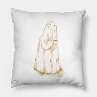 Death Before Decaf Ghost - Yellow Hue Glow Variant Pillow