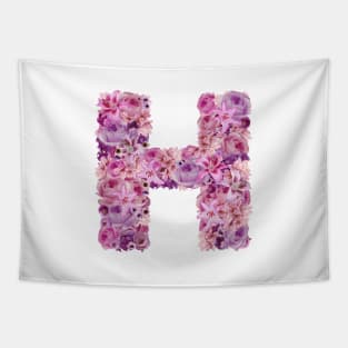 Pink Floral Letter H Tapestry