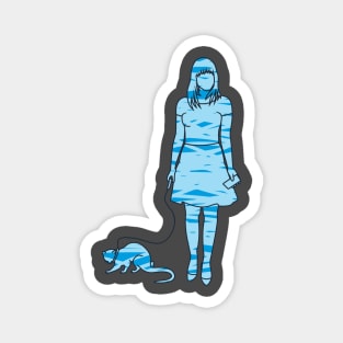 silhouette of a woman walking with weasel Magnet