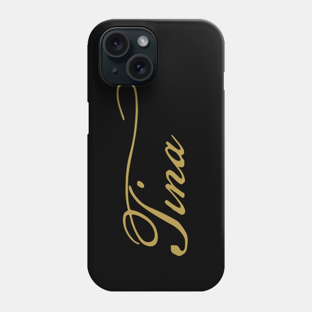 Tina Gold Script Phone Case by ellenhenryart