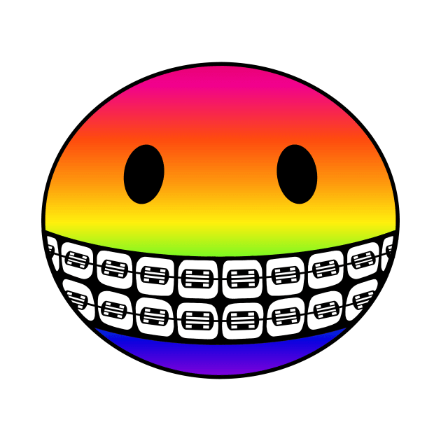 Rainbow Smiley Face with Braces by RawSunArt