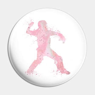 Baseball Girl Catcher Softball Player Blush Pink Watercolor Silhouette Pin