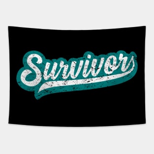 Ovarian Cancer Survivor - Retro Grunge Style Tapestry