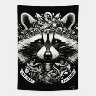 Raccoon Whimsy: The Beauty of Speed and Scraps Tapestry