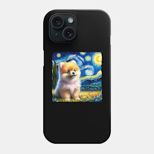 Starry Pomeranian Portrait - Dog Portrait Phone Case