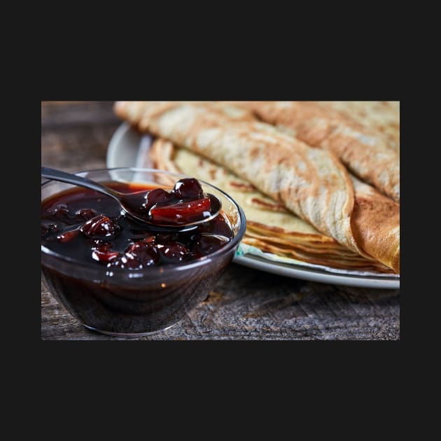 Pancakes filled with dark cherry jam by naturalis