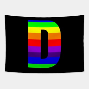 The Letter D in Rainbow Stripes Tapestry