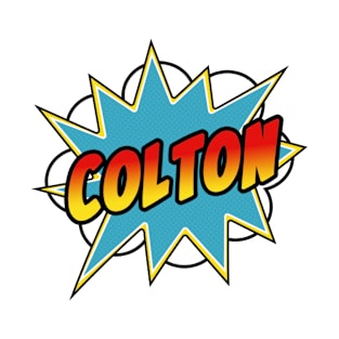 Boys Colton Name Comic Book Superhero T-Shirt