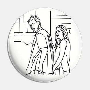 Distracted Boyfriend Meme and his Girlfriend Outline Pin