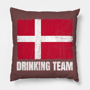 Danish Drinking Team Graphic for Men Women Funny Denmark Flag Pillow