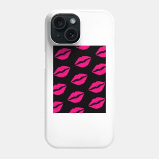 Pink and Black Lips Kiss Phone Case