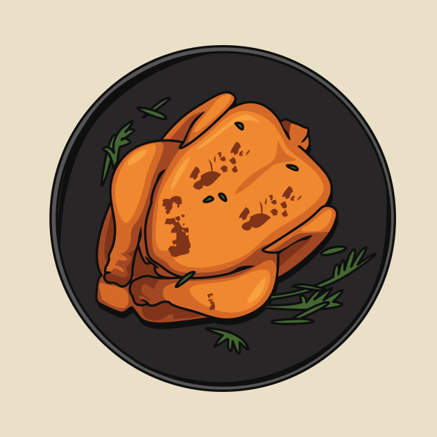 Roast chicken cartoon illustration by Miss Cartoon