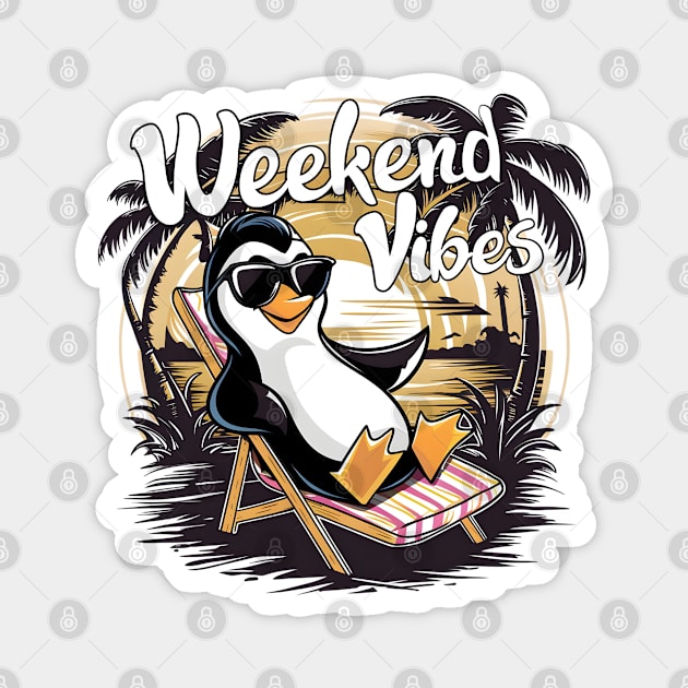 weekend vibes penguin Magnet by Japanese Fever