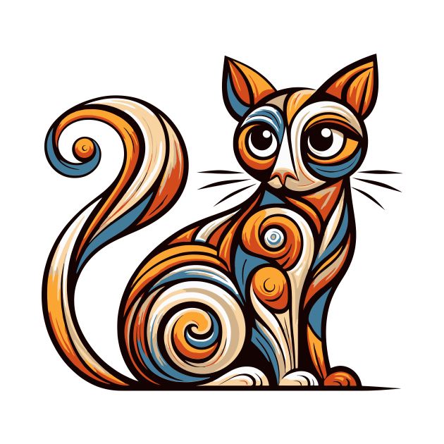 Pop art cat illustration. cubism cat illustration by gblackid