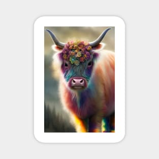 Rainbow Baby Highland Cow Magnet