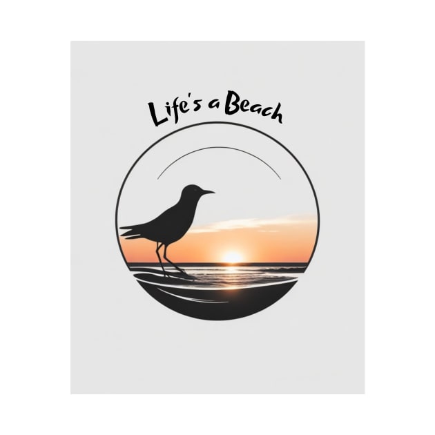 Life's a Beach - Bird in the Sunset by Thompson Prints