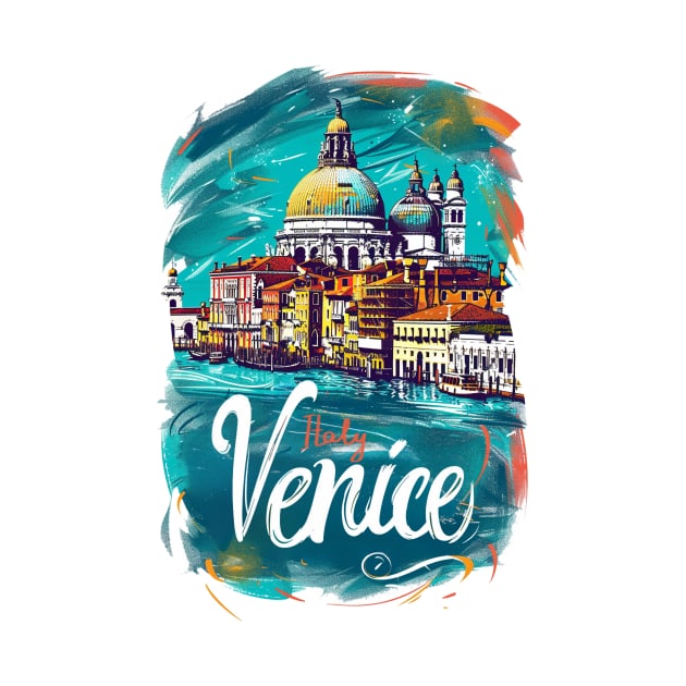 Venice Retro Italy poster by GreenMary Design