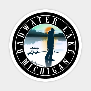 Badwater Lake Ice Fishing Michigan Sunset Magnet