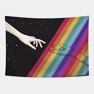 Reaching hands Tapestry