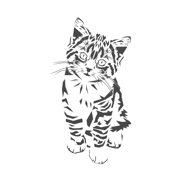 Monochrome Majesty : Elegant Striped Kitten Illustration by Shinwys22 