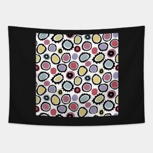 Modern Art Colorful Cog Blob Flowers Tapestry