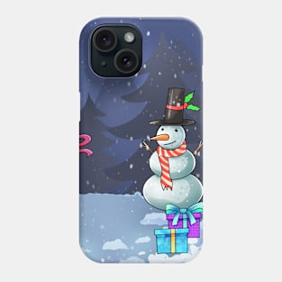 christmas with snowman and gifts Phone Case