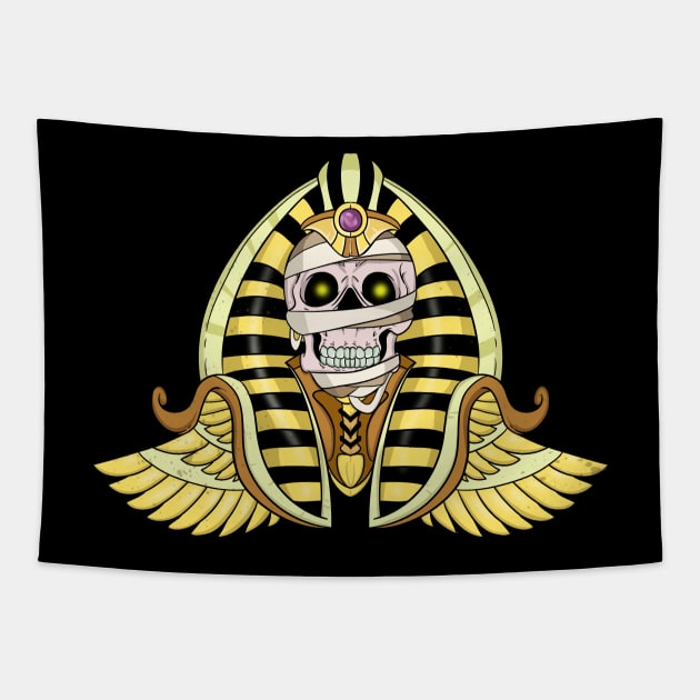 Golden Skull Mummy Tapestry by Trendy Black Sheep