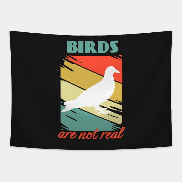 Birds Are not Real Watching Conspiracy Theory Spies Retro Tapestry by Meteor77