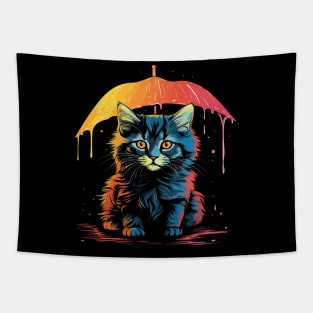 American Bobtail Rainy Day With Umbrella Tapestry