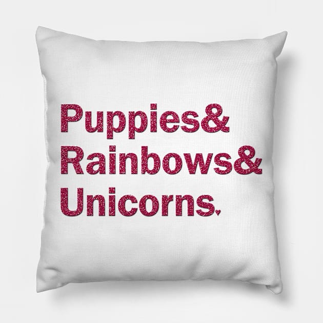 Puppies & Rainbows & Unicorns - Pink Sparkle Pillow by gillianembers