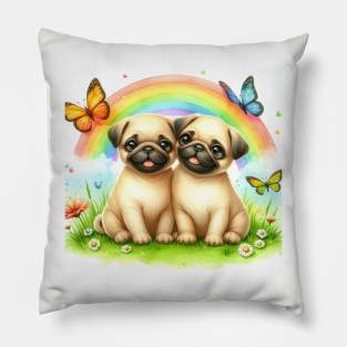 Pug Dog Friends Pillow