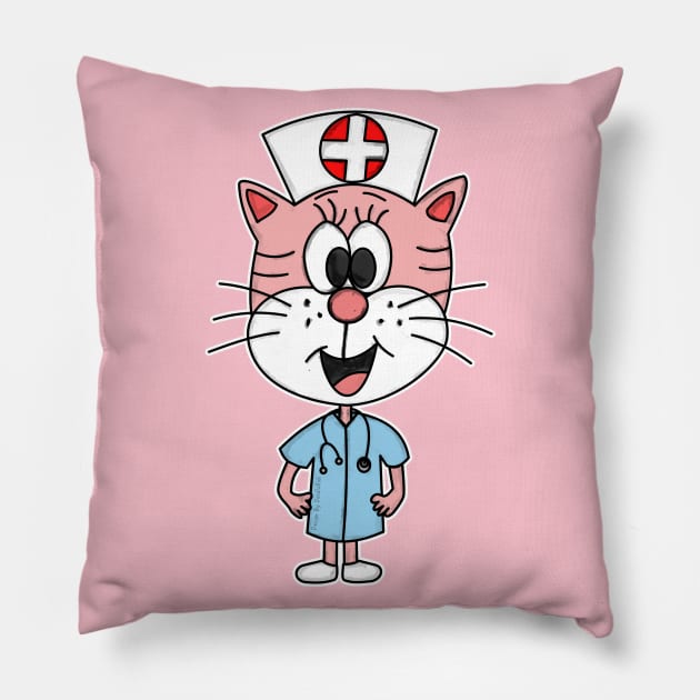 Cat Nurse Appreciation National Nurses Day Pillow by doodlerob