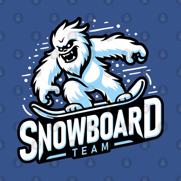 Cool Snowboarding Yeti Snowboard Team Abominable Snowman Graphic by ChattanoogaTshirt