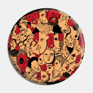 Red and Cream Many Faces Pin