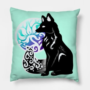 Black Floral Fox Pillow