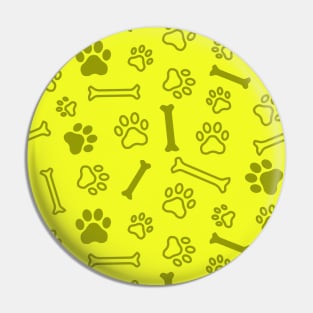 Pet - Cat or Dog Paw Footprint and Bone Pattern in Yellow Tones Pin