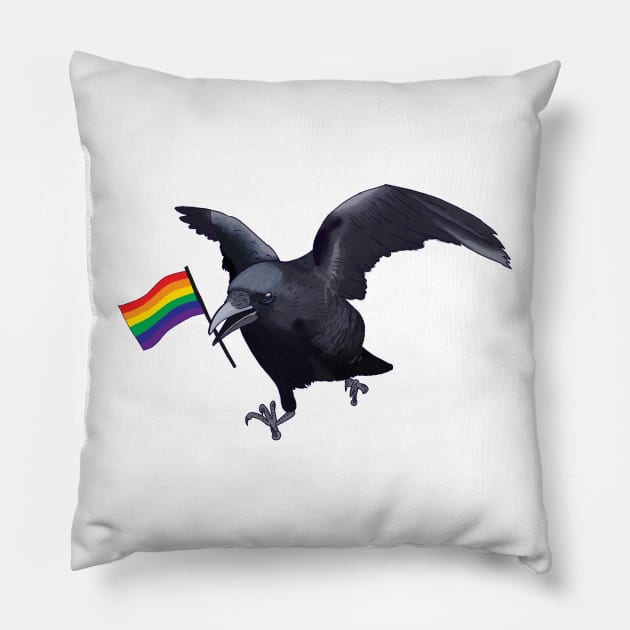 Gay Pride Crow Friend Pillow by josierichey