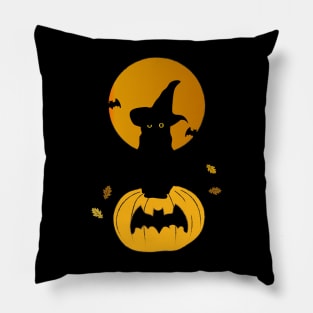 Black Cat for Halloween Pillow