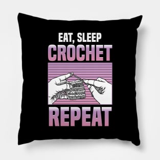 Funny Eat Sleep Crochet Repeat Cute Crocheting Pillow