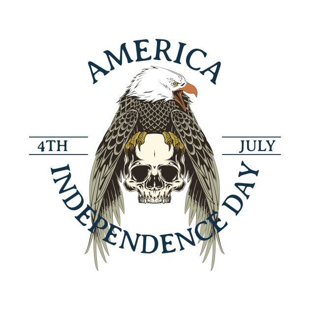 America Independence Day. July 4. Illustration with eagle and skull by KOTYA