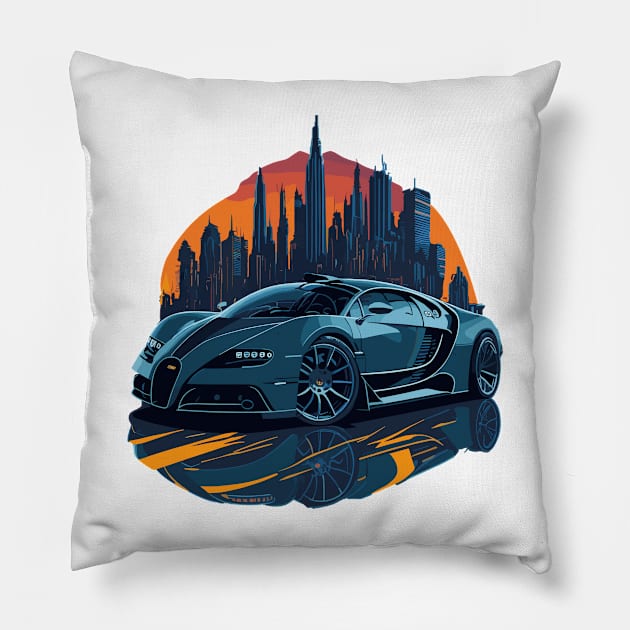 bugatti Veyron Vintage Car Pillow by Cruise Dresses