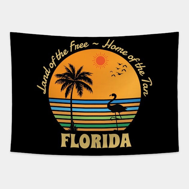 Funny Patriotic Florida Lovers "Land of the Free" Tapestry by Dibble Dabble Designs